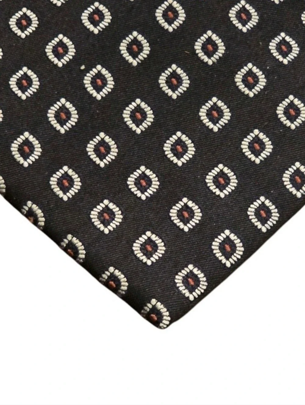 Joseph A. Bank Silk Tie Black Geometric Design Executive Collection Mens Necktie